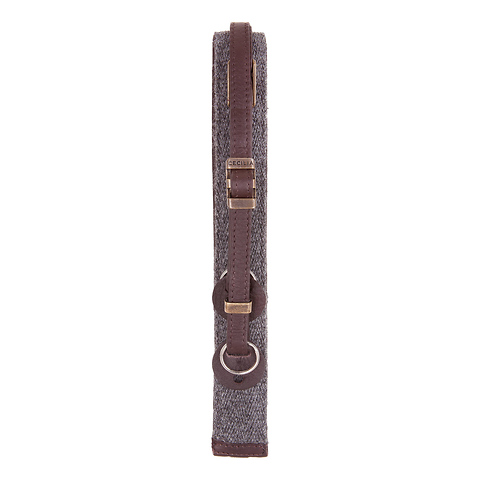 Adjustable Baby Alpaca Wool Leather Camera Strap (Charcoal/Brown) Image 2