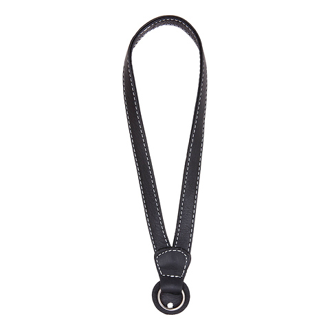 Leather Camera Wrist Strap with Ring Tethering (Black/White Stitching) Image 0