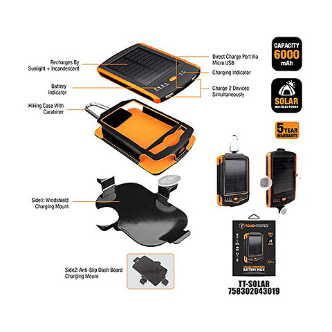 Solar Dual USB 6,000mAh Battery Pack Image 2