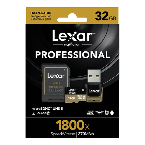 32GB Professional 1800x UHS-II microSDXC Memory Card (U3) Image 1