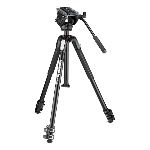 MT190X3 3-Section Aluminum Tripod with MVH500AH Fluid Head Hybrid Kit Image 0