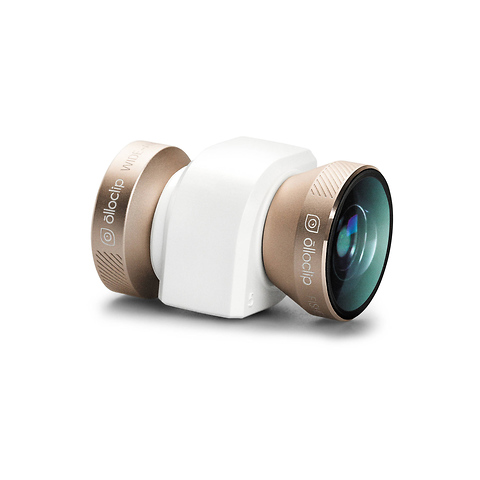 4-in-1 Photo Lens for iPhone 5/5s/SE (Gold Lens with White Clip) Image 0