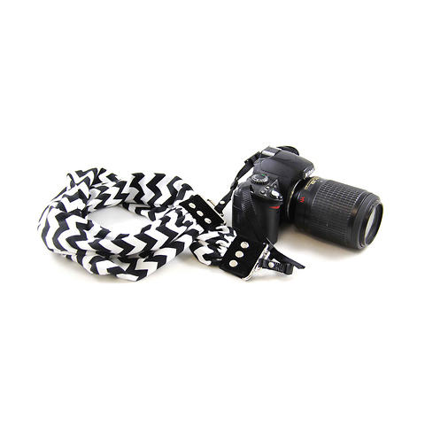 Scarf Camera Strap (Black & White Chevron) Image 1