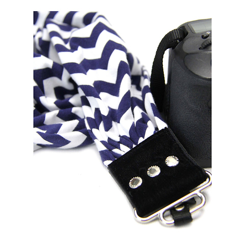 Scarf Camera Strap (Navy & White Chevron) Image 3