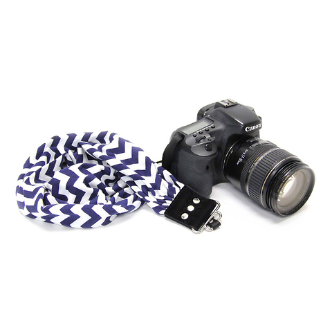 Scarf Camera Strap (Navy & White Chevron) Image 1