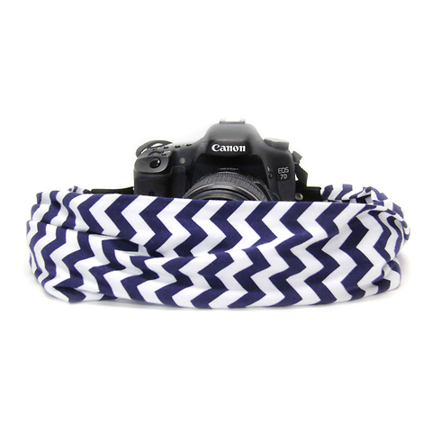 Scarf Camera Strap (Navy & White Chevron) Image 2