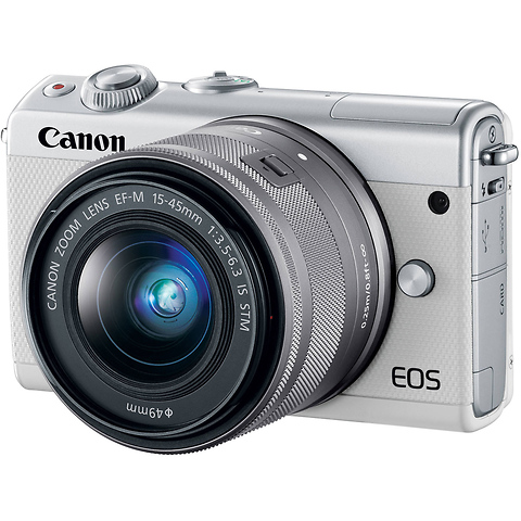 EOS M100 Mirrorless Digital Camera with 15-45mm and 55-200mm Lenses (White) Image 2