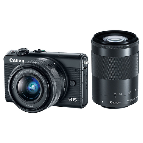 EOS M100 Mirrorless Digital Camera with 15-45mm and 55-200mm Lenses (Black) Image 0