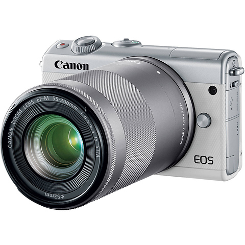 EOS M100 Mirrorless Digital Camera with 15-45mm and 55-200mm Lenses (White) Image 1