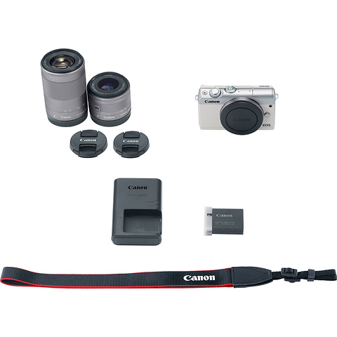EOS M100 Mirrorless Digital Camera with 15-45mm and 55-200mm Lenses (White) Image 9
