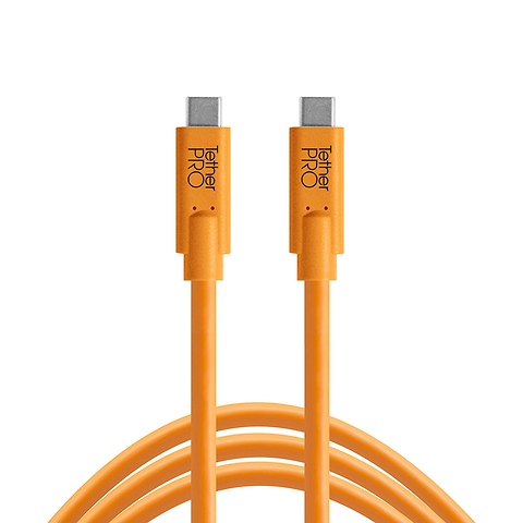 TetherPro USB Type-C Male to USB Type-C Male Cable (15 ft., Orange) Image 0