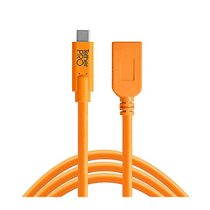 Tetherpro USB-C to USB Female Adapter Extender (15 ft. Orange)