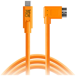 TetherPro USB Type-C Male to Micro-USB 3.0 Type B Male Cable (15 ft., Orange, Right-Angle)