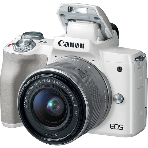EOS M50 Mirrorless Digital Camera with 15-45mm Lens (White) Image 1