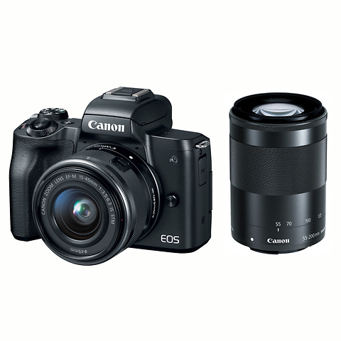 EOS M50 Mirrorless Digital Camera with 15-45mm and 55-200mm Lenses (Black) Image 0