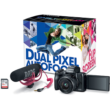 EOS M50 Mirrorless Digital Camera with 15-45mm Lens Video Creator Kit (Black)