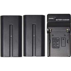2-Pack of NP-F750 Lithium-Ion Batteries with Charger for LED Lights