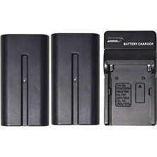 2-Pack of NP-F970 Lithium-Ion Batteries with Charger for LED Lights Image 0