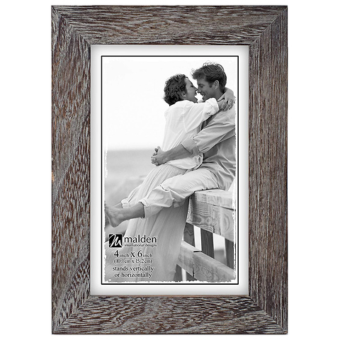 4 x 6 in. Linear Rustic Wood Picture Frame (Rough Gray) Image 0