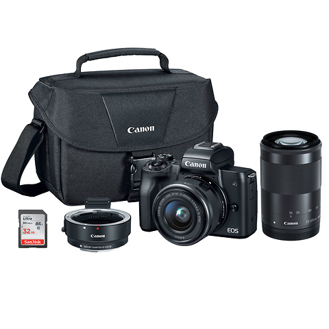 EOS M50 Mirrorless Digital Camera with 15-45mm and 55-200mm Lenses Kit (Black) Image 0
