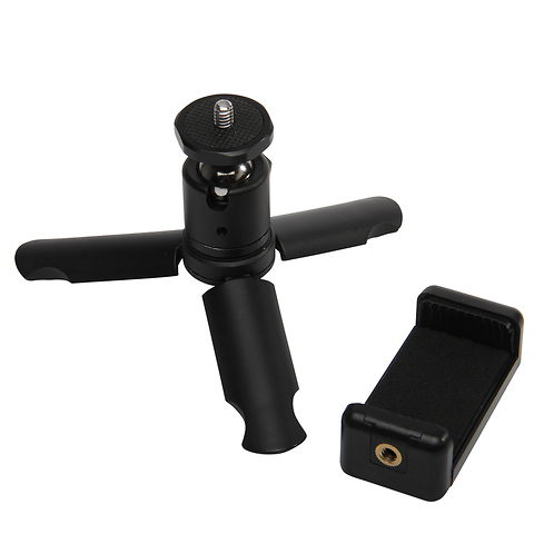 Phoneography Mini Tripod / Grip with Metal Ball Head and Phone Mount Image 1