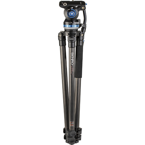 C373F Carbon Fiber Single-Tube Tripod with S8Pro Fluid Video Head Image 2