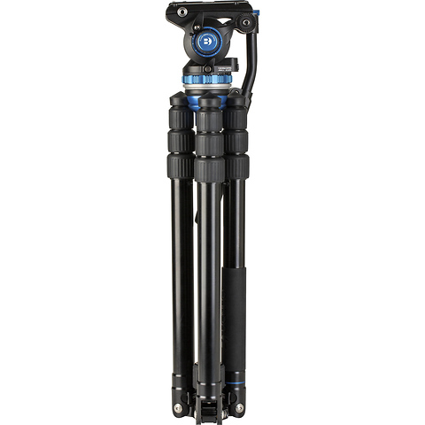 A3883 Reverse-Folding Aluminum Travel Tripod with S6Pro Fluid Video Head Image 2