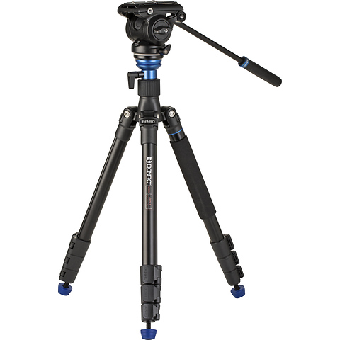 A2883F Reverse-Folding Aluminum Travel Tripod with S4Pro Fluid Video Head Image 0