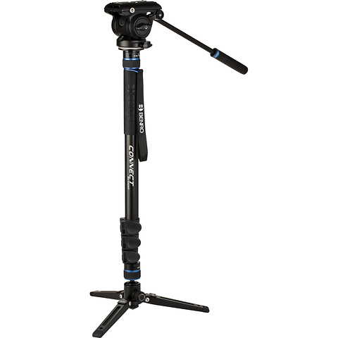 Connect Video Aluminum Monopod with Flip Locks, 3-Leg Base, and S4 PRO Head Image 0