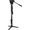 Connect Video Aluminum Monopod with Flip Locks, 3-Leg Base, and S4 PRO Head Thumbnail 0