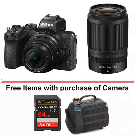 Nikon Z50 Mirrorless Camera Two Lens Kit with NIKKOR Z DX 16-50mm f/3.5-6.3  VR and NIKKOR Z DX 50-250mm f/4.5-6.3 VR Lenses Black 1632 - Best Buy