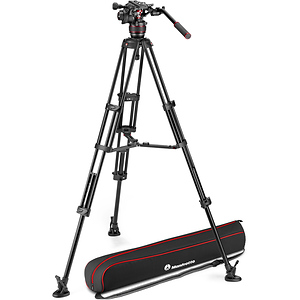 608 Nitrotech Fluid Video Head and Aluminum Twin Leg Tripod with Middle Spreader