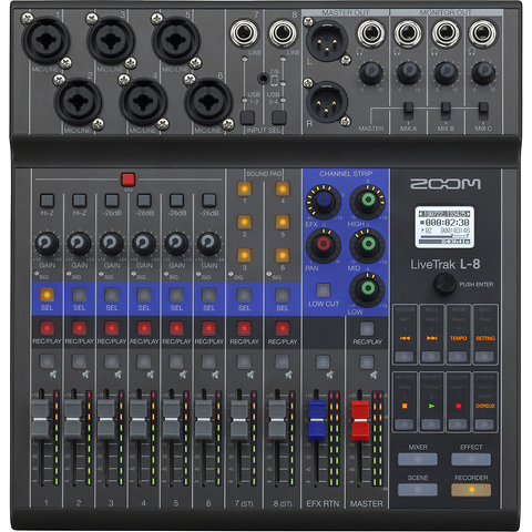 LiveTrak L-8 Portable 8-Channel Digital Mixer and Multitrack Recorder Image 3