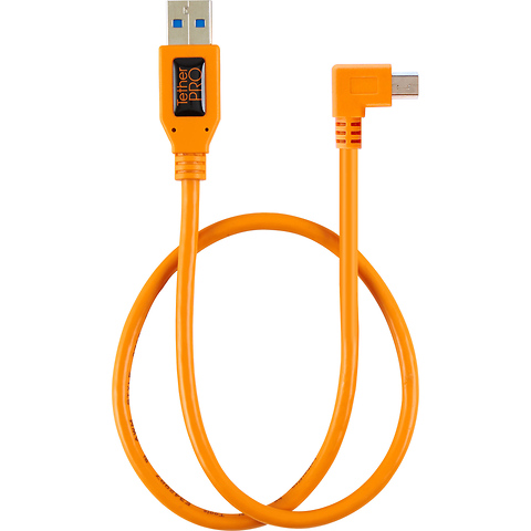 20 in. Tetherpro USB 2.0 to Mini-B Right Angle Adapter Cable (High-Visibilty Orange) Image 1