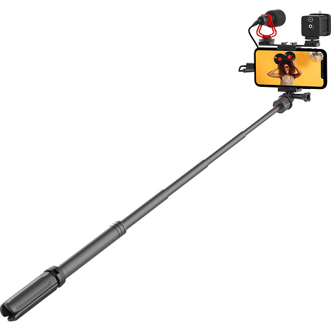 Vlogging Kit with Fill Light,Extension Pole, Mic, Phone Holder, Tripod (Open Box) Image 0