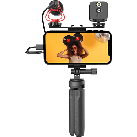 Vlogging Kit with Fill Light,Extension Pole, Mic, Phone Holder, Tripod (Open Box) Image 2