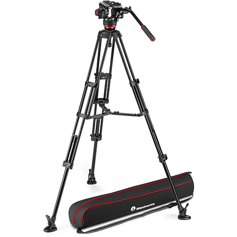 504X Fluid Video Head & MVTTWINMA Aluminum Tripod with Mid-Level Spreader Image 0