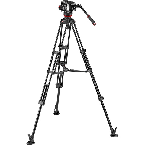 504X Fluid Video Head & MVTTWINMA Aluminum Tripod with Mid-Level Spreader Image 2