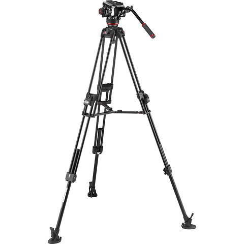 504X Fluid Video Head & 645 Aluminum Tripod with Mid-Level Spreader Image 2