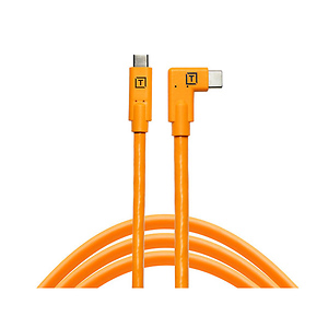 TetherPro USB-C to USB-C Right Angle Cable (15 ft., Orange)