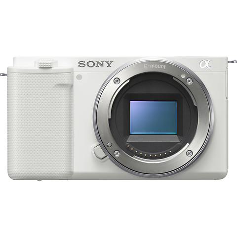 Alpha ZV-E10 Mirrorless Digital Camera Body (White) with Sony Vlogger Microphone (ECM-G1) Image 1