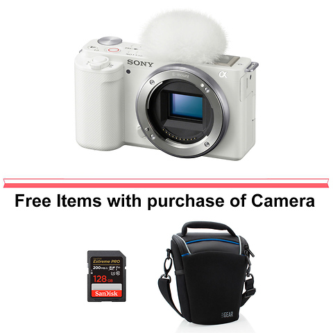 Alpha ZV-E10 Mirrorless Digital Camera Body (White) with Sony ECM-B10 Compact Camera-Mount Digital Shotgun Microphone Image 9