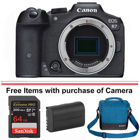 Canon EOS R7 Mirrorless Camera + 64GB + Extra Battery+ Tripod- Accessory  Kit 
