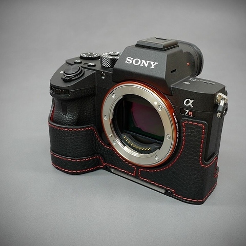 LIM Half Case Leather Black/Red Compatible with Sony A9, A7R III & A7 III - Pre-Owned Image 0