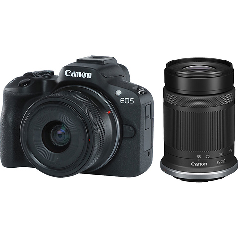 EOS R50 Mirrorless Digital Camera with 18-45mm and 55-210mm Lens (Black) Image 0