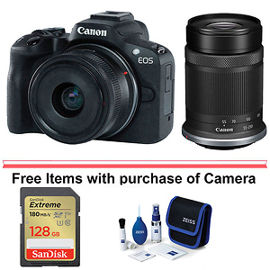 EOS R50 Mirrorless Digital Camera with 18-45mm and 55-210mm Lens (Black)