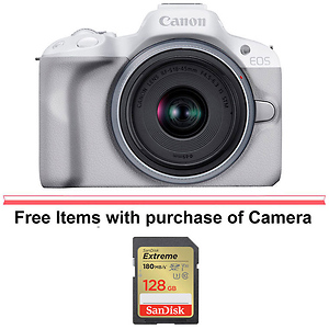 EOS R50 Mirrorless Digital Camera with 18-45mm Lens (White)