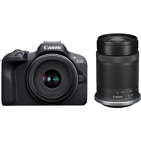 EOS R100 Mirrorless Digital Camera with 18-45mm Lens and 55-210mm Lens Image 0