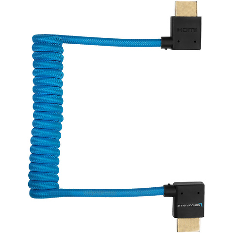 Coiled Right-Angle High-Speed HDMI Cable (12 to 24 in., Blue) Image 1