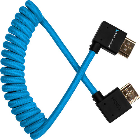 Coiled Right-Angle High-Speed HDMI Cable (12 to 24 in., Blue) Image 2